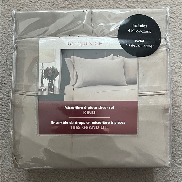 Other - TranquilNights King Microfibre Sheet Set in Beige - 6 Piece